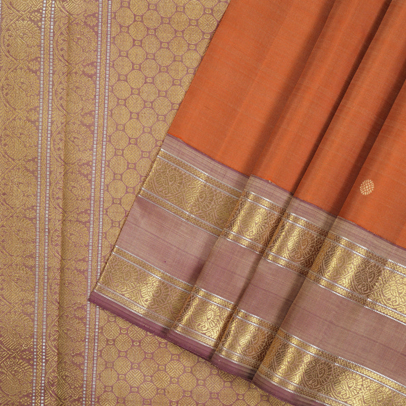 Hayagrivas Handloom Orange Kanjivaram Silk Saree with Dual Toned Border BE779-SBS