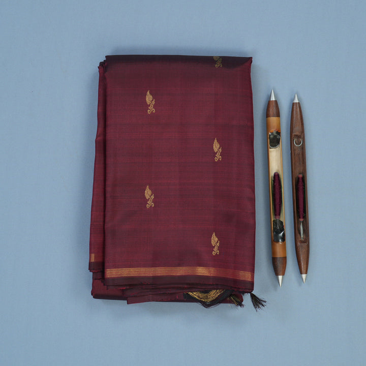 Hayagrivas Handloom Wine Maroon Kanjivaram Silk Saree BE781-SBS
