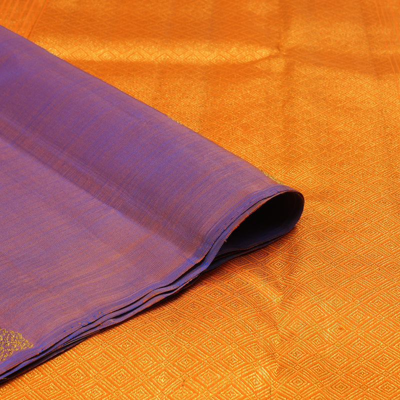 Hayagrivas Handloom Dual-Toned Purple & Orange Kanjivaram Silk Saree BE782-SBS