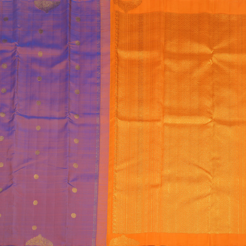 Hayagrivas Handloom Dual-Toned Purple & Orange Kanjivaram Silk Saree BE782-SBS