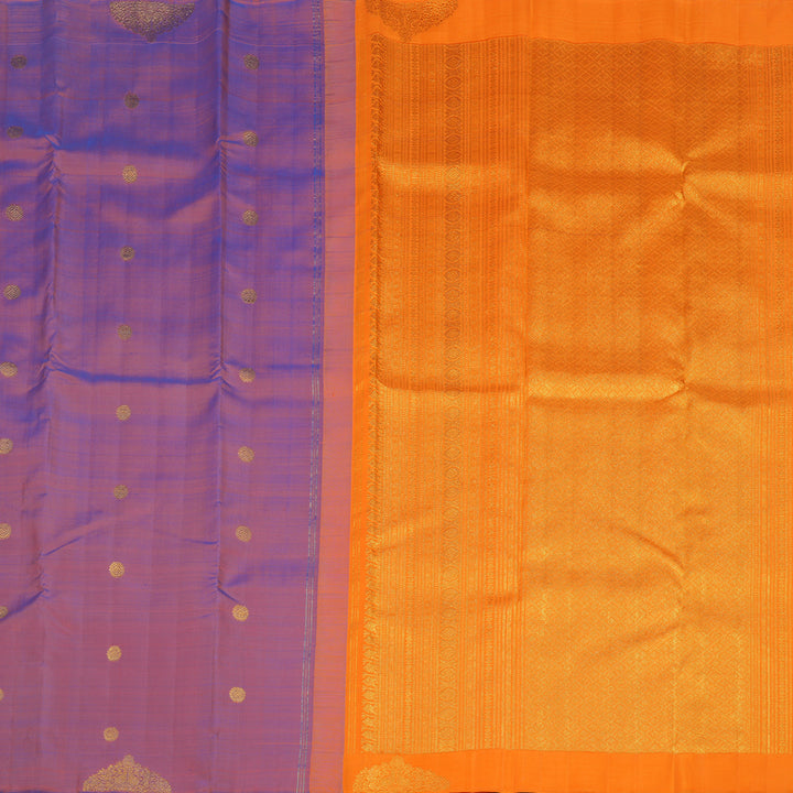 Hayagrivas Handloom Dual-Toned Purple & Orange Kanjivaram Silk Saree BE782-SBS