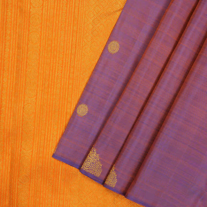 Hayagrivas Handloom Dual-Toned Purple & Orange Kanjivaram Silk Saree BE782-SBS