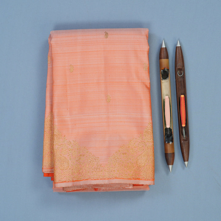 Hayagrivas Handloom Peach Orange Kanjivaram Silk Saree BE784-SBS