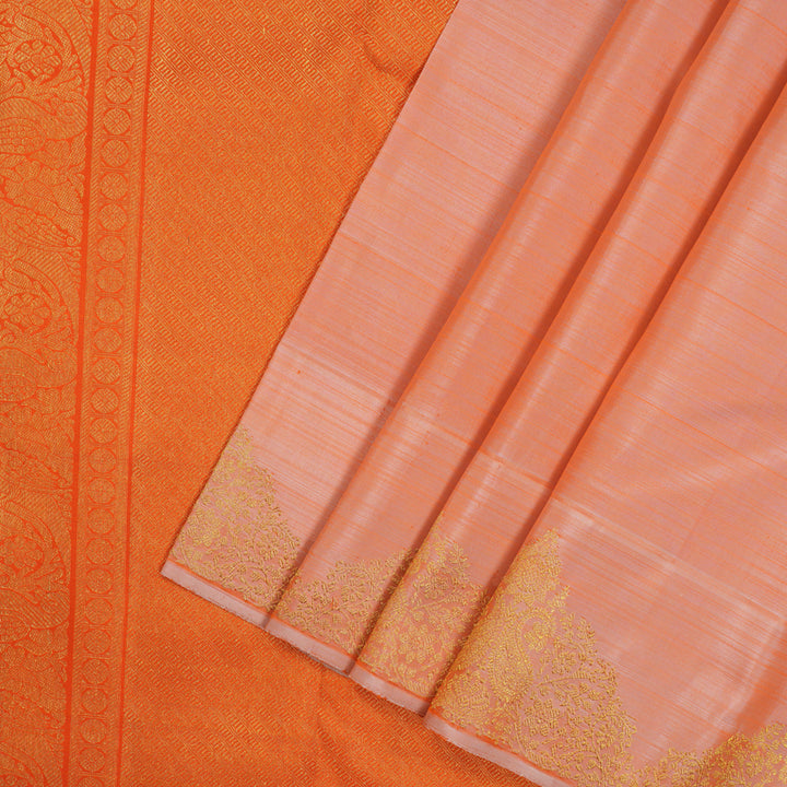 Hayagrivas Handloom Peach Orange Kanjivaram Silk Saree BE784-SBS