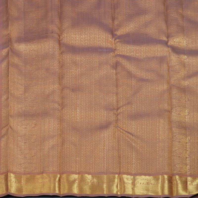 Hayagrivas Handloom Mango Yellow Kanjivaram Silk Saree with Dusky Purple Border BE788-SBS