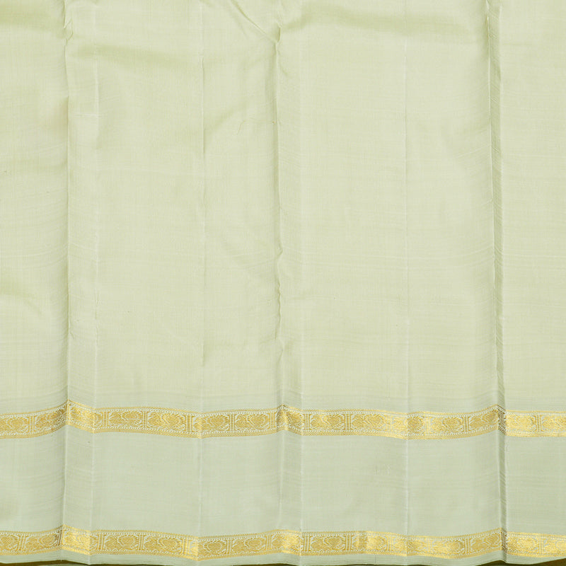 Hayagrivas Handloom Ivory Kanjivaram Silk Saree with Pista Green Border BE789-SBS