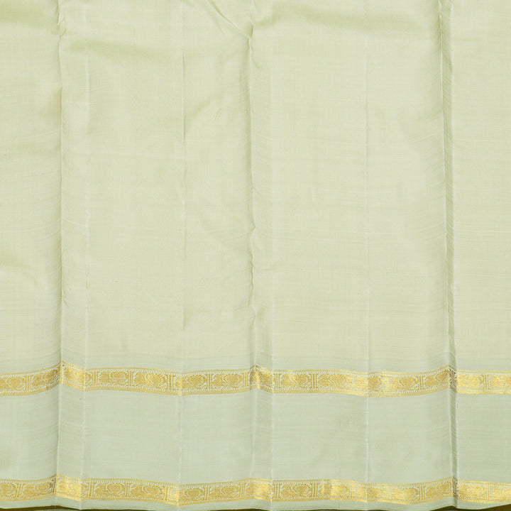 Hayagrivas Handloom Ivory Kanjivaram Silk Saree with Pista Green Border BE789-SBS