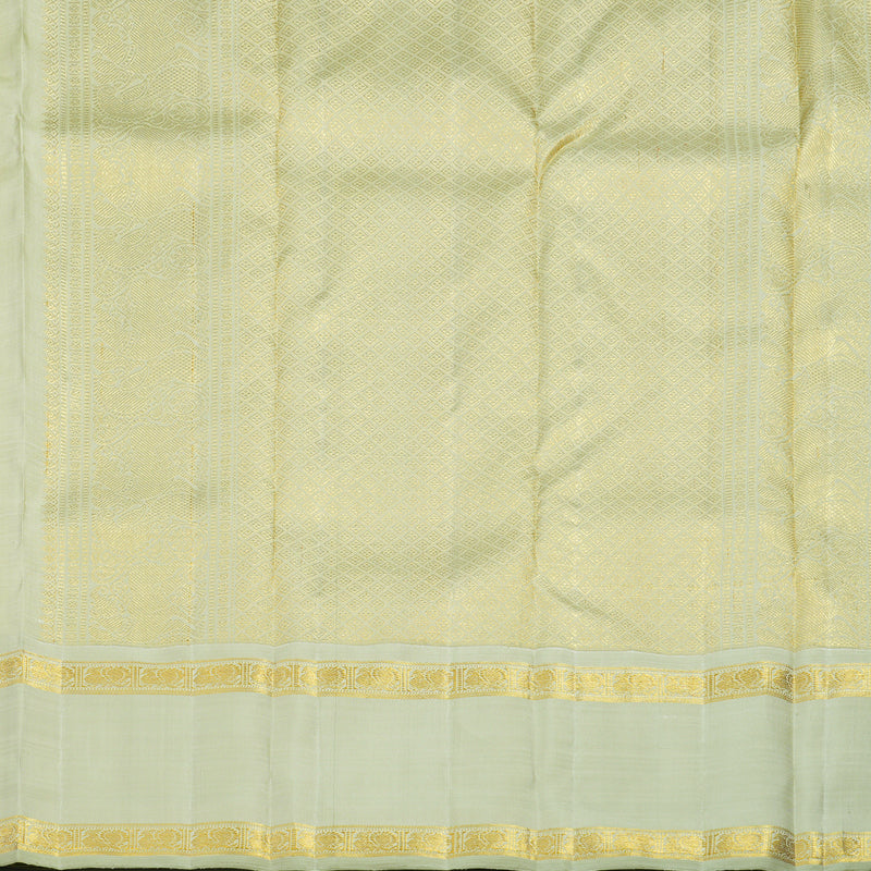 Hayagrivas Handloom Ivory Kanjivaram Silk Saree with Pista Green Border BE789-SBS