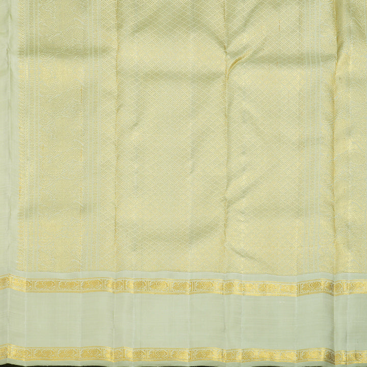 Hayagrivas Handloom Ivory Kanjivaram Silk Saree with Pista Green Border BE789-SBS
