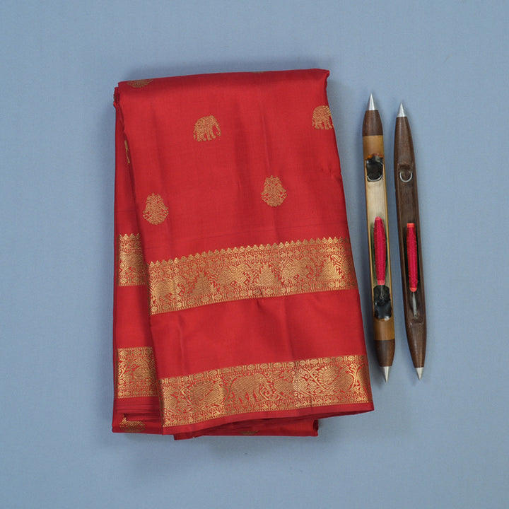 Hayagrivas Handloom Red Kanjivaram Silk Saree BE790-SBS