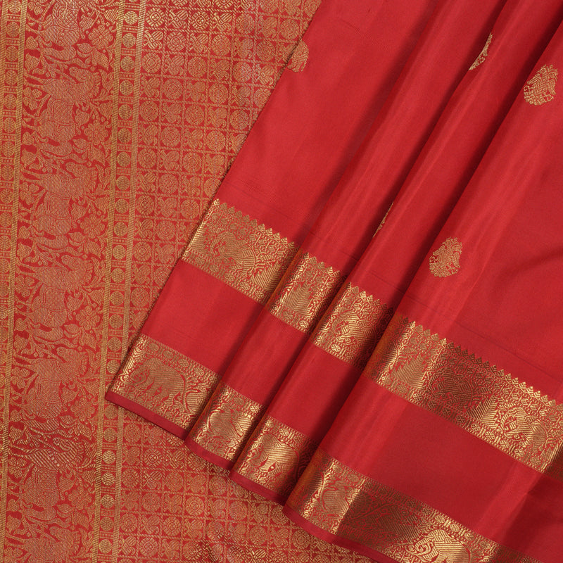 Hayagrivas Handloom Red Kanjivaram Silk Saree BE790-SBS