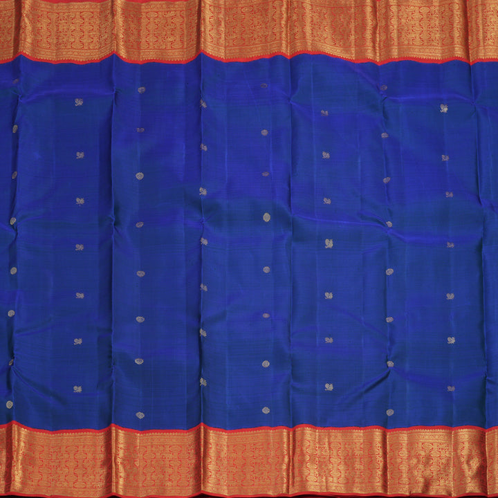 Hayagrivas Handloom Peacock Blue Kanjivaram Silk Saree with Red Border BE794-SBS