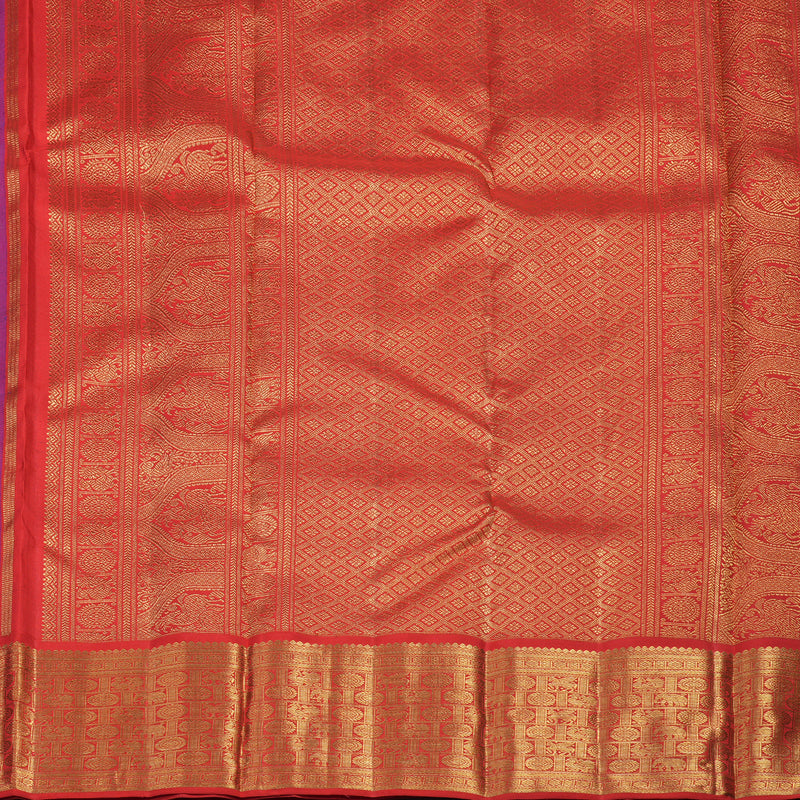 Hayagrivas Handloom Peacock Blue Kanjivaram Silk Saree with Red Border BE794-SBS