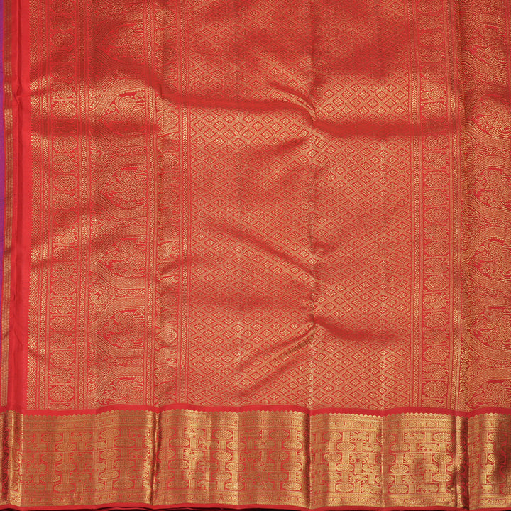 Hayagrivas Handloom Peacock Blue Kanjivaram Silk Saree with Red Border BE794-SBS