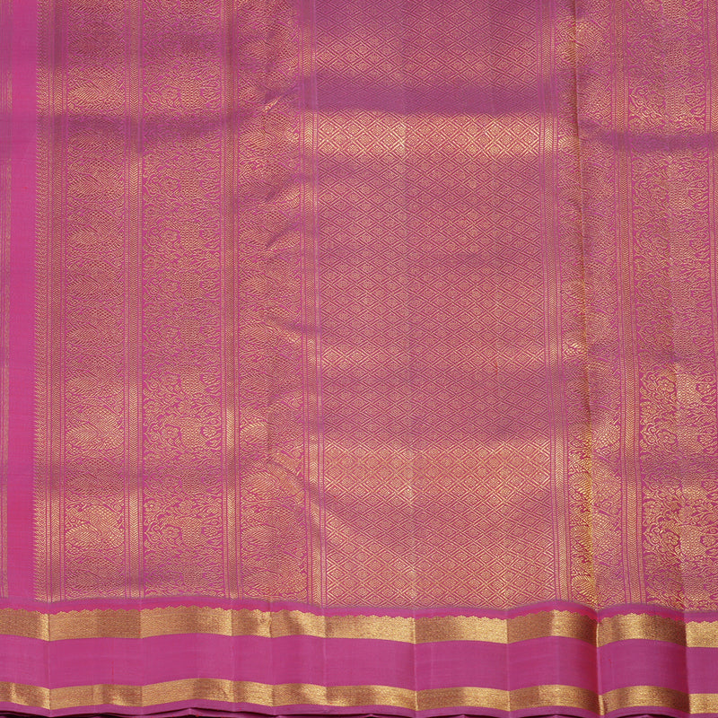 Hayagrivas Handloom Purple Ten Yards Silk Saree with Pink Border BE795-SBS