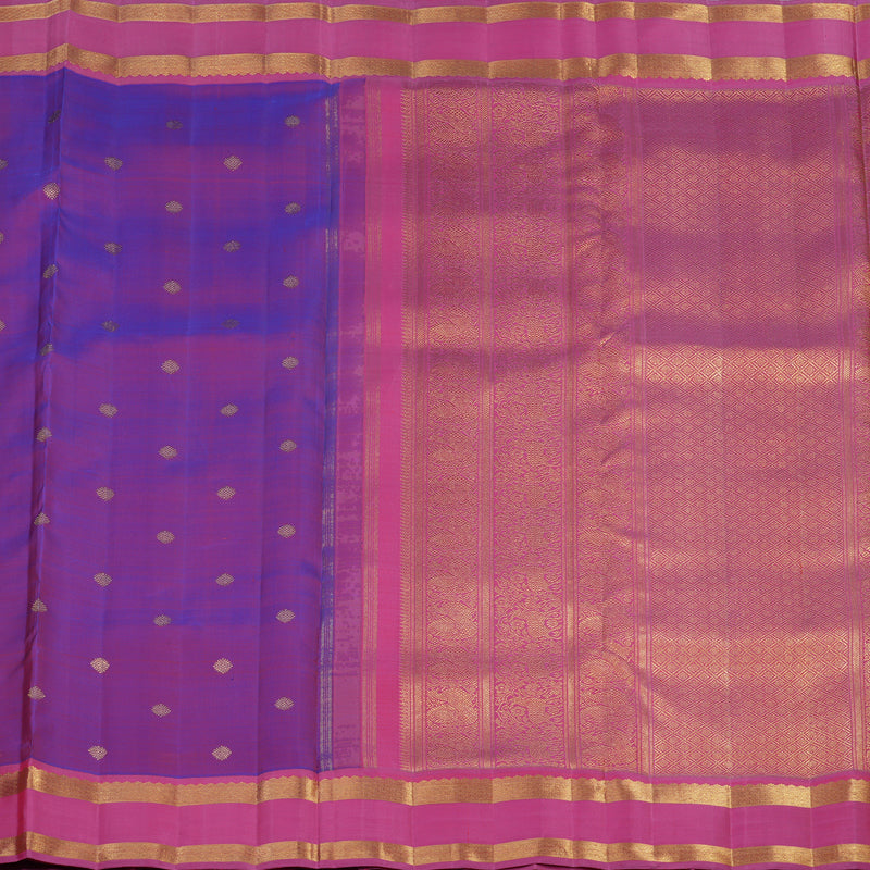 Hayagrivas Handloom Purple Ten Yards Silk Saree with Pink Border BE795-SBS