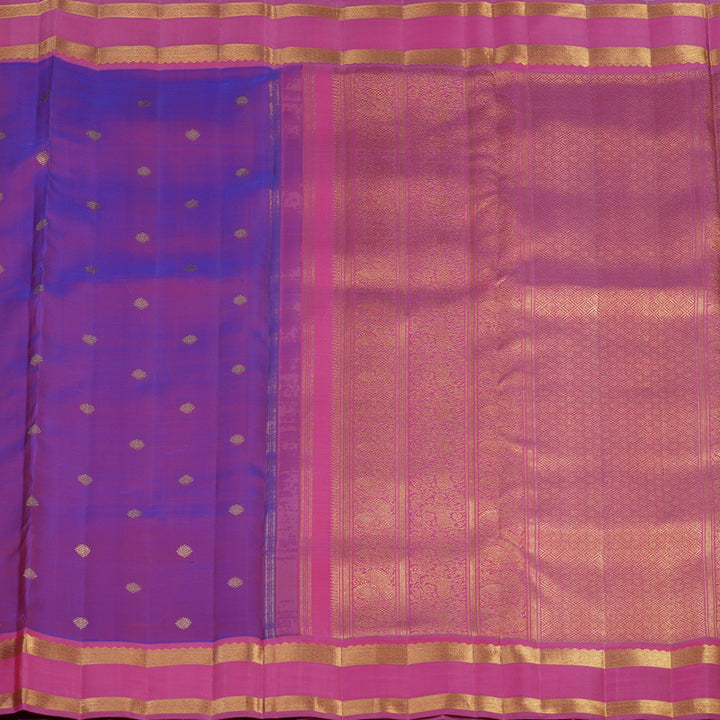 Hayagrivas Handloom Purple Ten Yards Silk Saree with Pink Border BE795-SBS