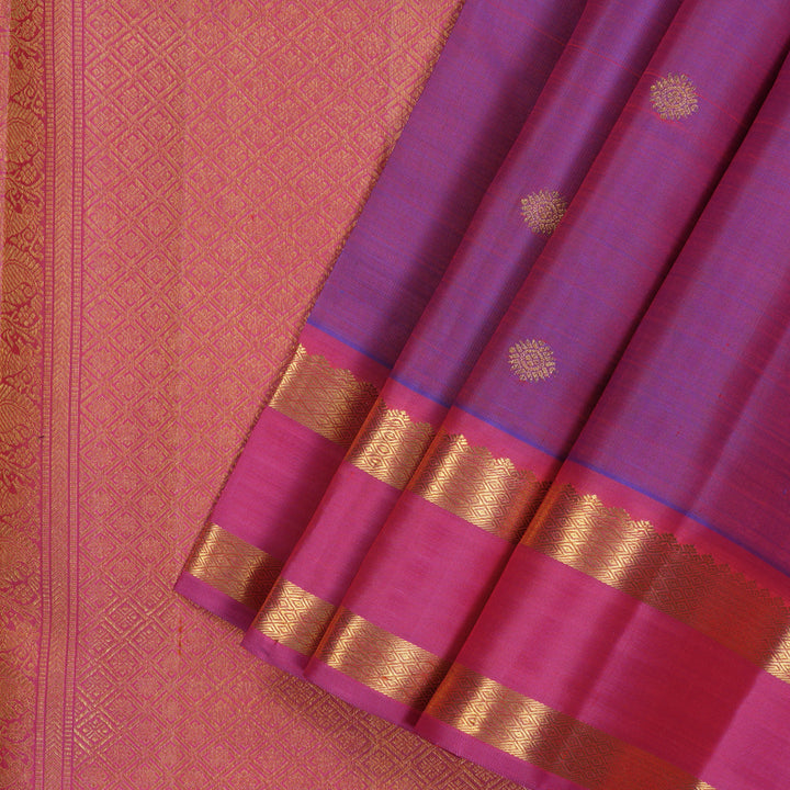 Hayagrivas Handloom Purple Ten Yards Silk Saree with Pink Border BE795-SBS