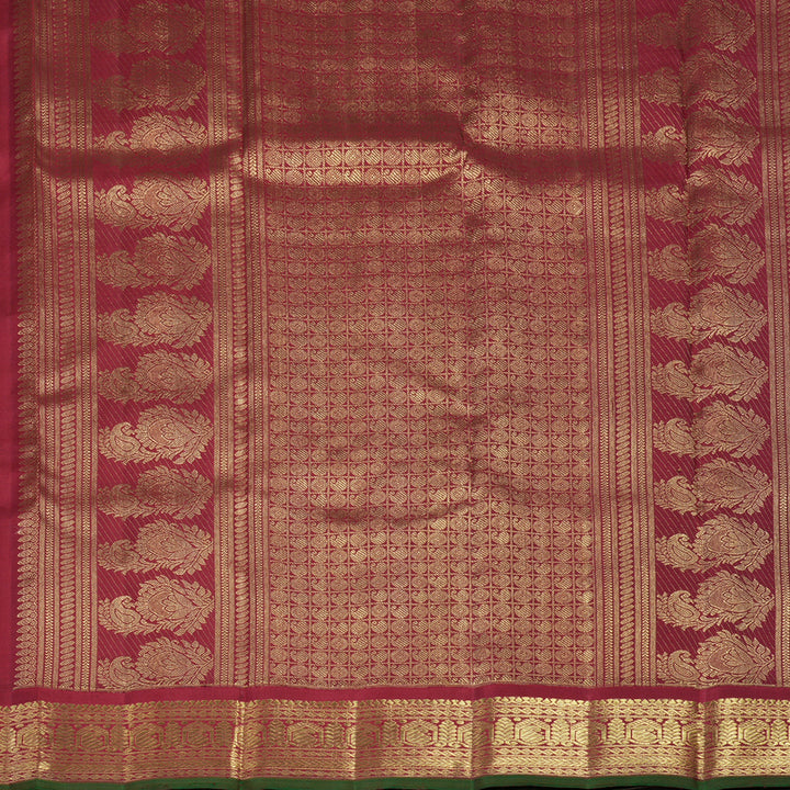 Hayagrivas Handloom Mambazham Yellow Kanjivaram Silk Saree with Maroon Border BE796-SBS