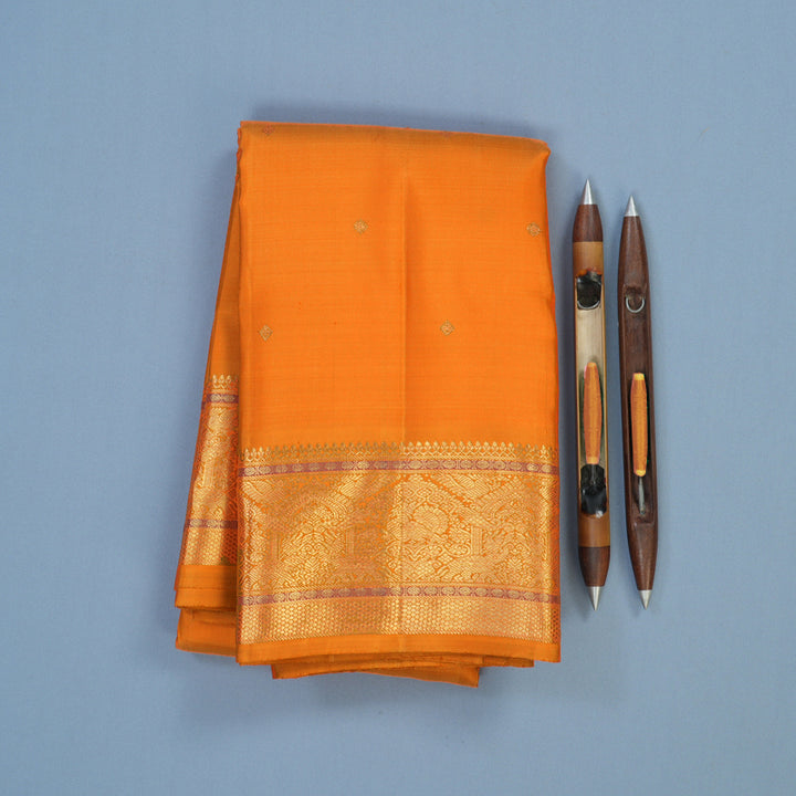 Hayagrivas Handloom Orange Kanjivaram Silk Saree BE797-SBS