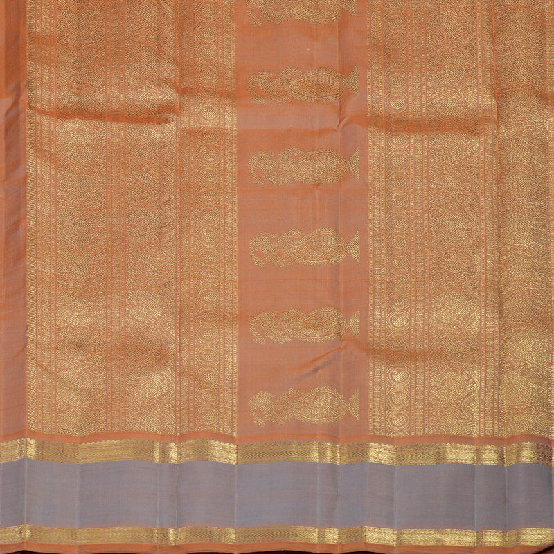 Hayagrivas Handloom Dual Tone (Orange & Grey) Kanjivaram Silk Saree BE800-SBS