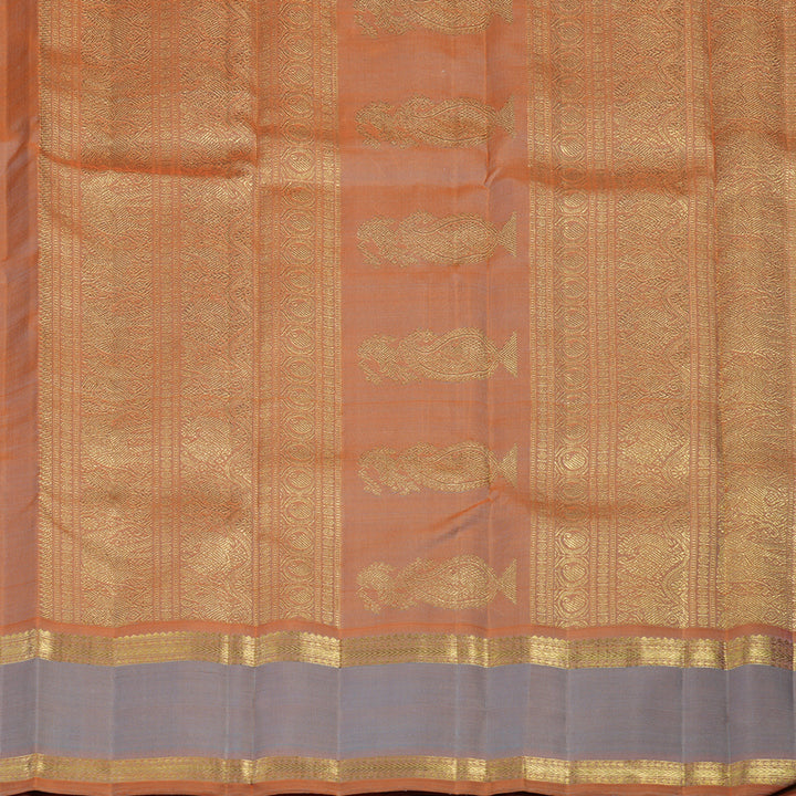 Hayagrivas Handloom Dual Tone (Orange & Grey) Kanjivaram Silk Saree BE800-SBS