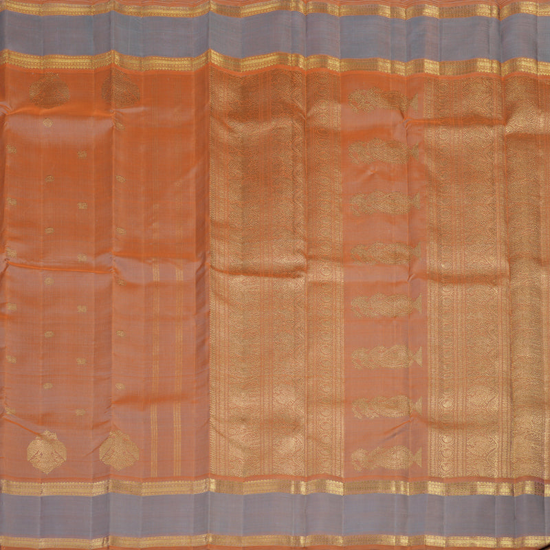 Hayagrivas Handloom Dual Tone (Orange & Grey) Kanjivaram Silk Saree BE800-SBS