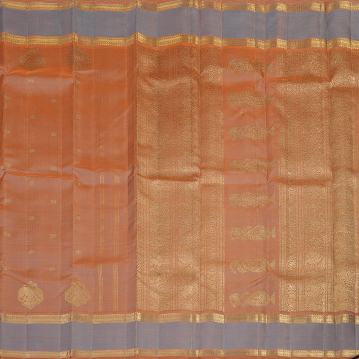 Hayagrivas Handloom Dual Tone (Orange & Grey) Kanjivaram Silk Saree BE800-SBS