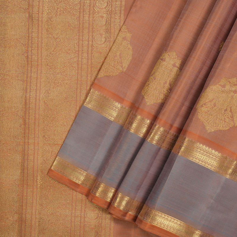 Hayagrivas Handloom Dual Tone (Orange & Grey) Kanjivaram Silk Saree BE800-SBS