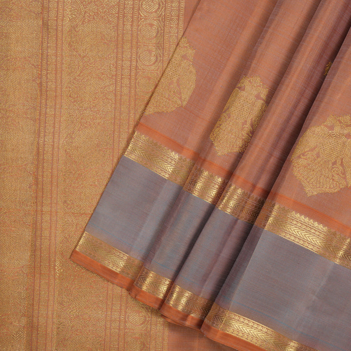 Hayagrivas Handloom Dual Tone (Orange & Grey) Kanjivaram Silk Saree BE800-SBS