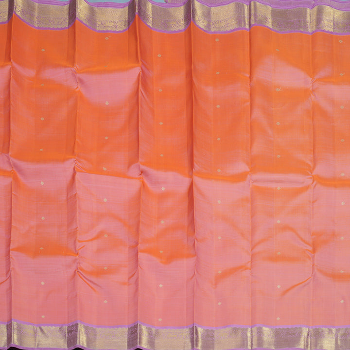 Hayagrivas Handloom Peach Pink Kanjivaram Silk Saree with Lavendar Border BE803-SBS