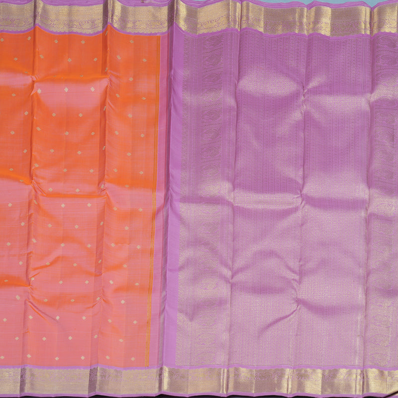 Hayagrivas Handloom Peach Pink Kanjivaram Silk Saree with Lavendar Border BE803-SBS