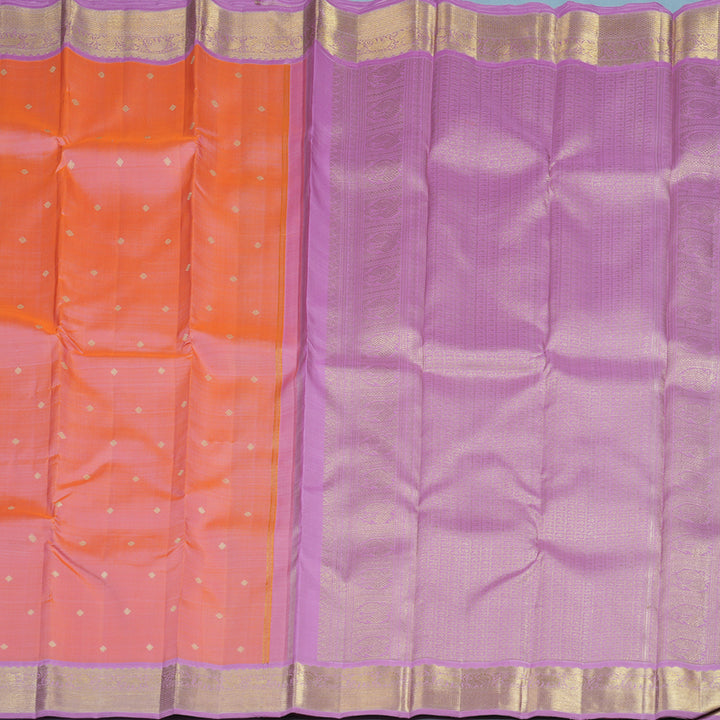 Hayagrivas Handloom Peach Pink Kanjivaram Silk Saree with Lavendar Border BE803-SBS