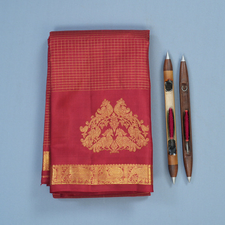 Hayagrivas Handloom Maroon Kanjivaram Silk Saree BE804-SBS