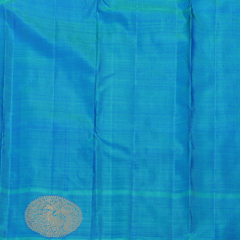 Hayagrivas Handloom Peacock Blue Kanjivaram Silk Saree with Blue-Green Border BE805-SBS