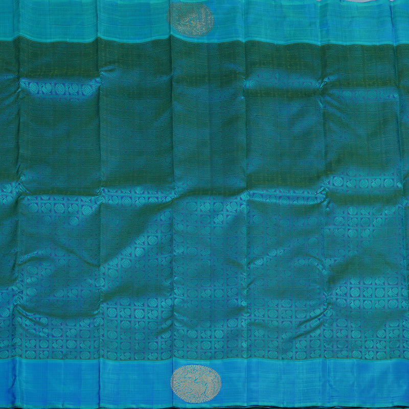 Hayagrivas Handloom Peacock Blue Kanjivaram Silk Saree with Blue-Green Border BE805-SBS