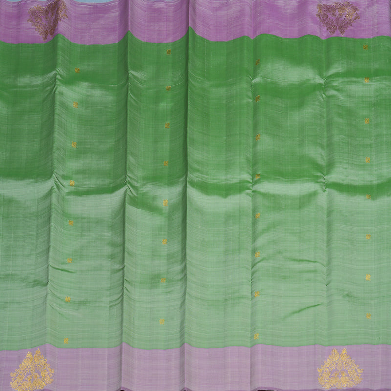 Hayagrivas Handloom Apple Green Kanjivaram Silk Saree with Lilac Border BE807-SBS
