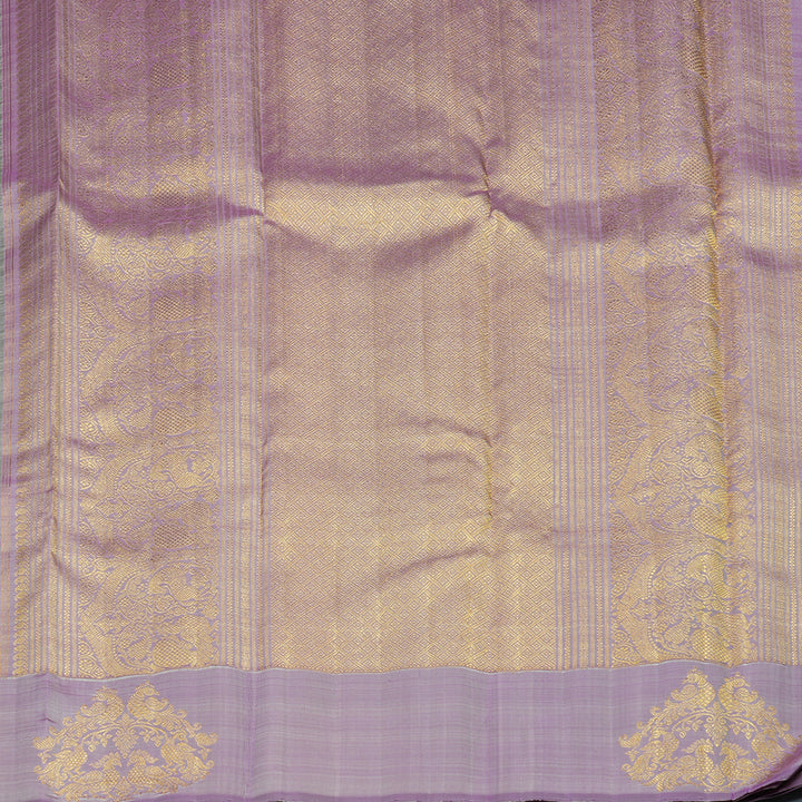 Hayagrivas Handloom Apple Green Kanjivaram Silk Saree with Lilac Border BE807-SBS