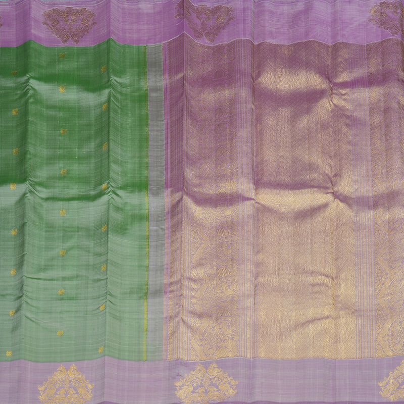 Hayagrivas Handloom Apple Green Kanjivaram Silk Saree with Lilac Border BE807-SBS
