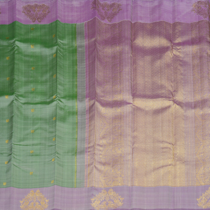 Hayagrivas Handloom Apple Green Kanjivaram Silk Saree with Lilac Border BE807-SBS