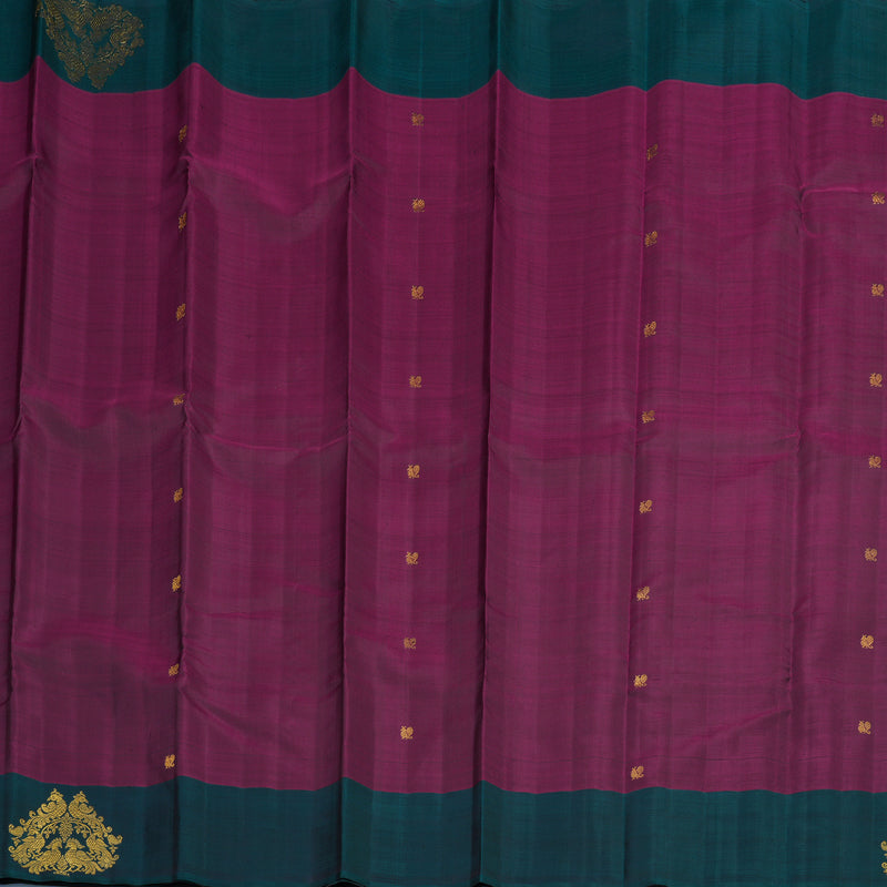 Hayagrivas Handloom Purple Kanjivaram Silk Saree with Rama Green Border BE808-SBS