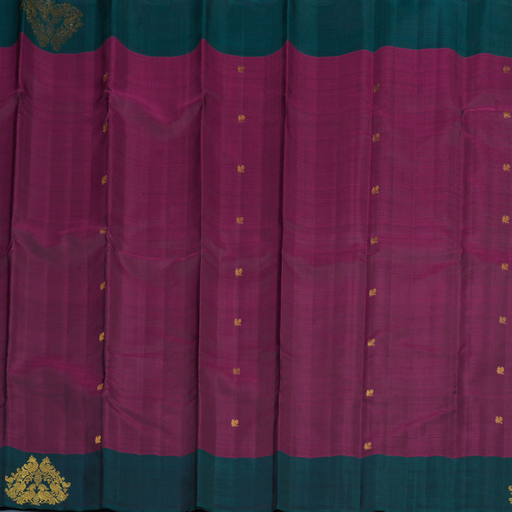 Hayagrivas Handloom Purple Kanjivaram Silk Saree with Rama Green Border BE808-SBS