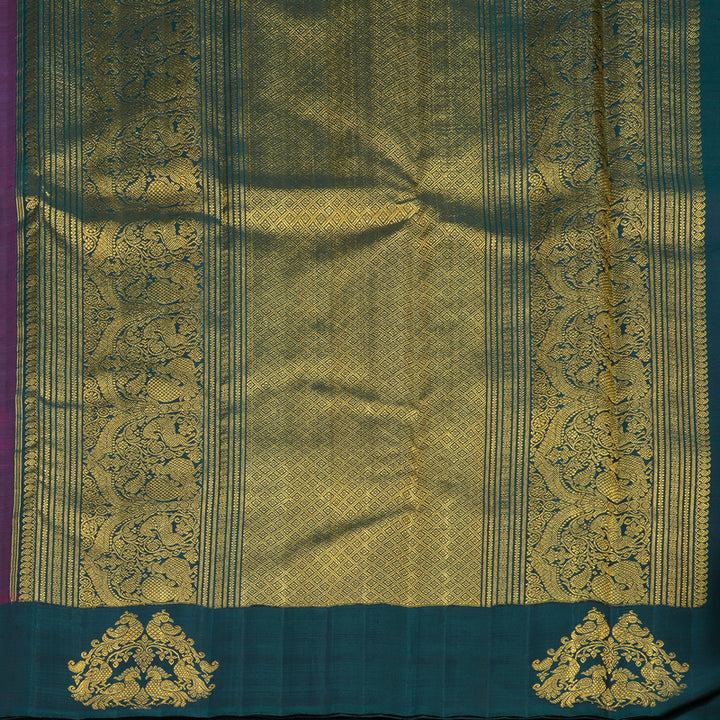 Hayagrivas Handloom Purple Kanjivaram Silk Saree with Rama Green Border BE808-SBS