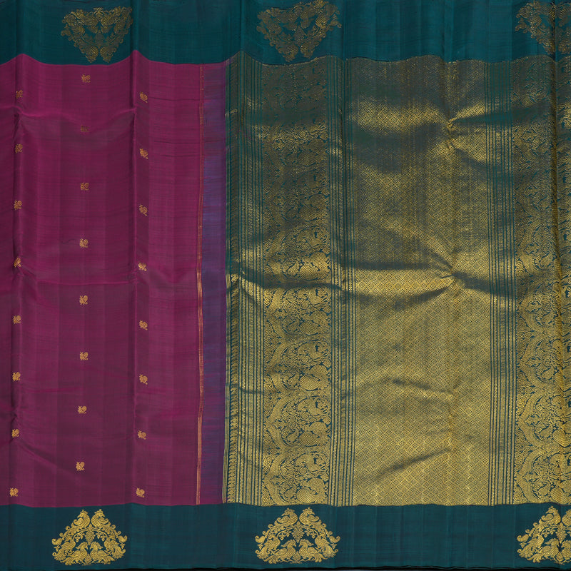 Hayagrivas Handloom Purple Kanjivaram Silk Saree with Rama Green Border BE808-SBS