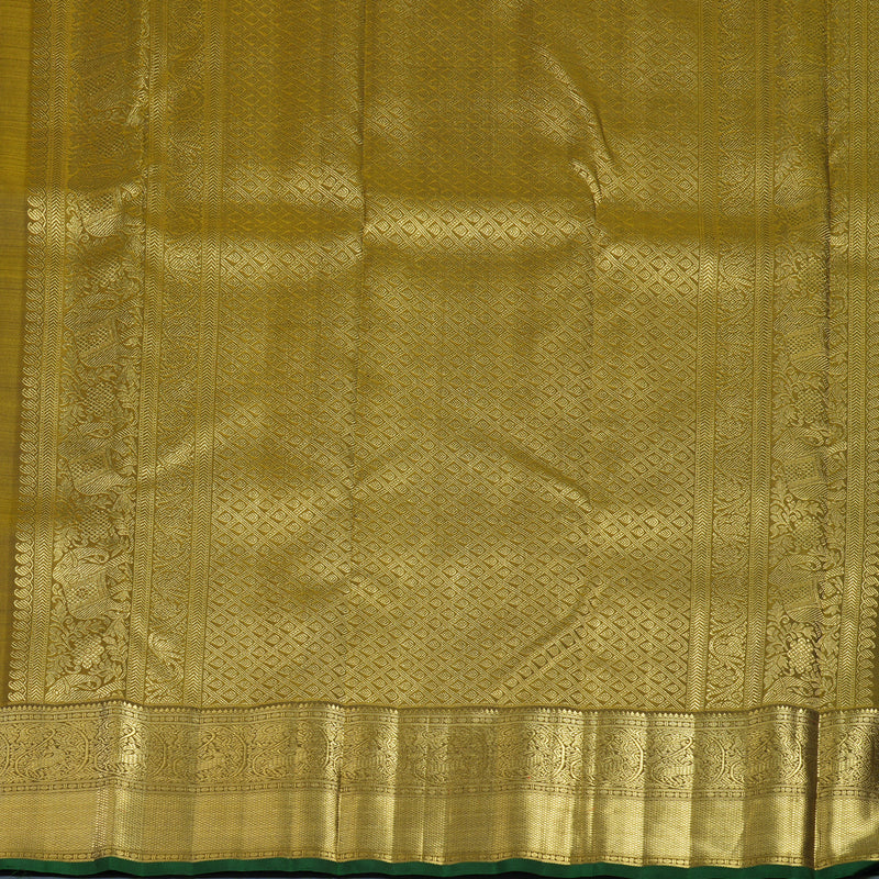 Hayagrivas Handloom Peacock Green Kanjivaram Silk Saree with Mehandi Green Border BE809-SBS