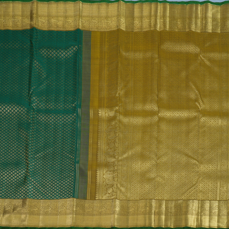 Hayagrivas Handloom Peacock Green Kanjivaram Silk Saree with Mehandi Green Border BE809-SBS