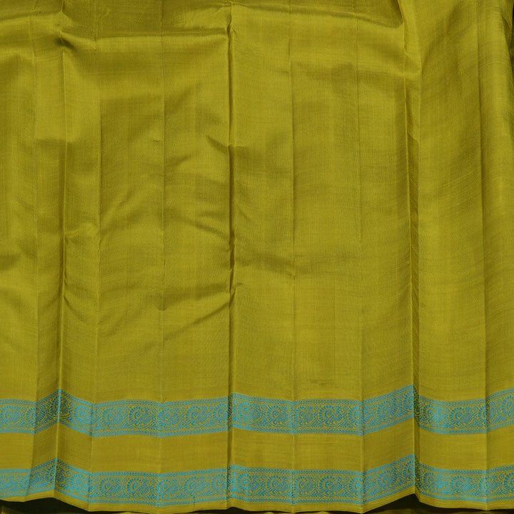 Hayagrivas Handloom Sky Blue Kanjivaram Silk Saree with Olive Green Border BE811-SBS