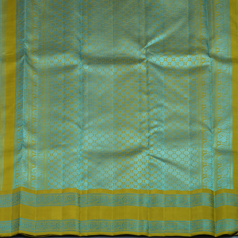Hayagrivas Handloom Sky Blue Kanjivaram Silk Saree with Olive Green Border BE811-SBS