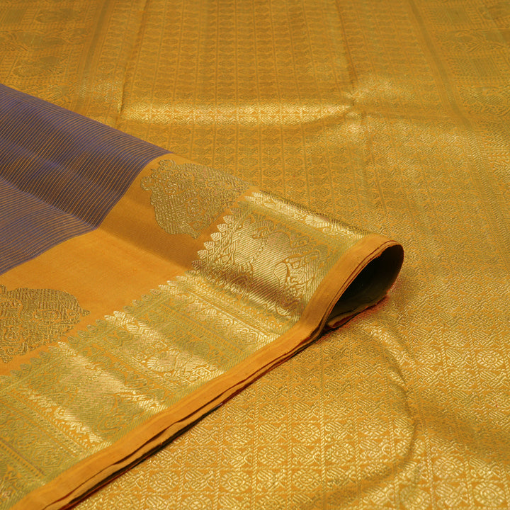Hayagrivas Handloom Chocolate Brown Kanjivaram Silk Saree with Orange Border BE813-SBS
