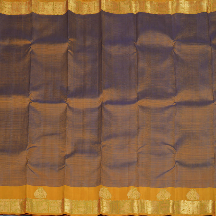 Hayagrivas Handloom Chocolate Brown Kanjivaram Silk Saree with Orange Border BE813-SBS
